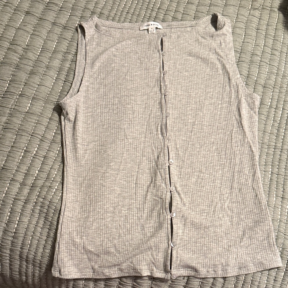 NWOT: Pink Rose Full Down Rib Tank Top